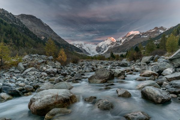 Ova da Morteratsch und Pia Bernina im Morgenrot