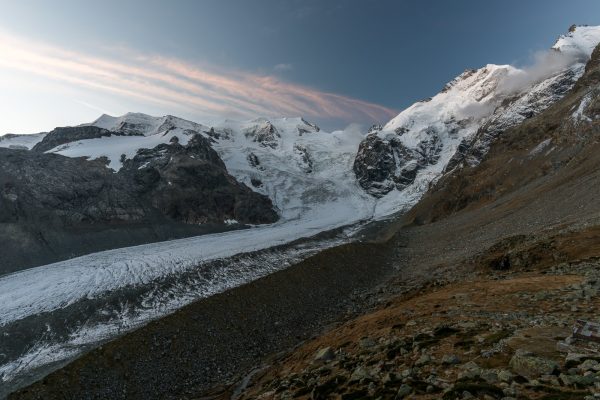 Biancograt und Waadter da Morteratschvor Sonnenaufgang