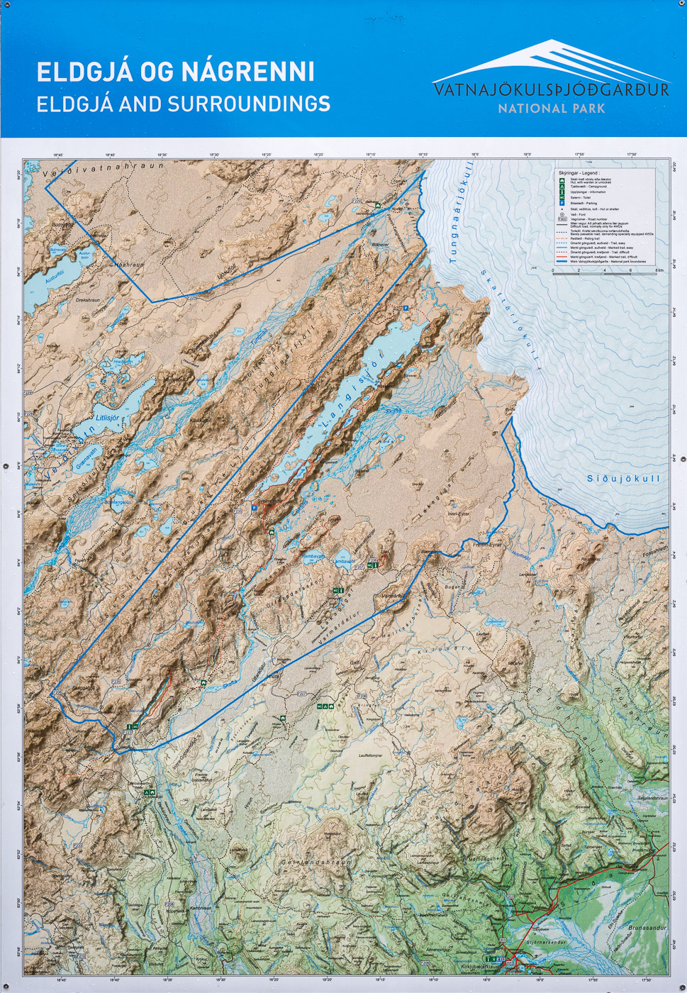 Karte Langisjór am Beginn des Nationalparks