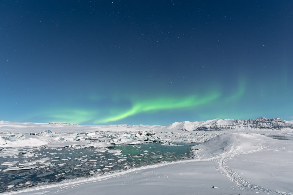 Nordlicht über dem Jökulsárlon